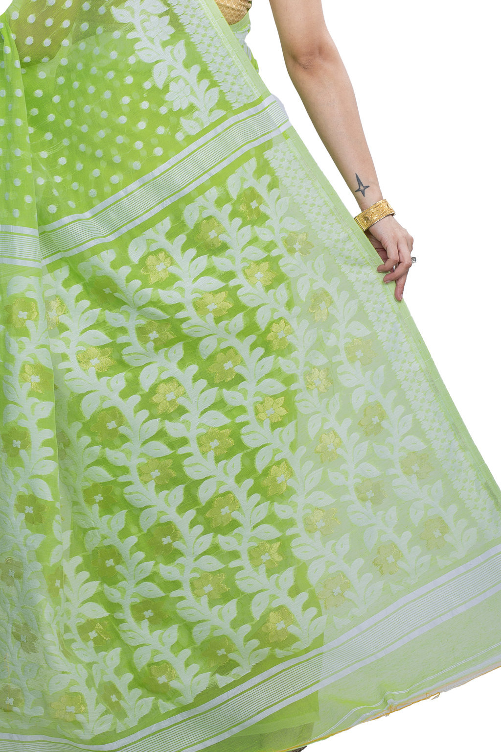 Green Pure Cotton Boll_Jamdani Jamdani Saree (813)